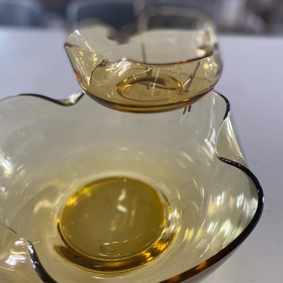 Vintage Amber Chip & Dip Bowl Set 1980’s 🌿 - Picture 4 of 8